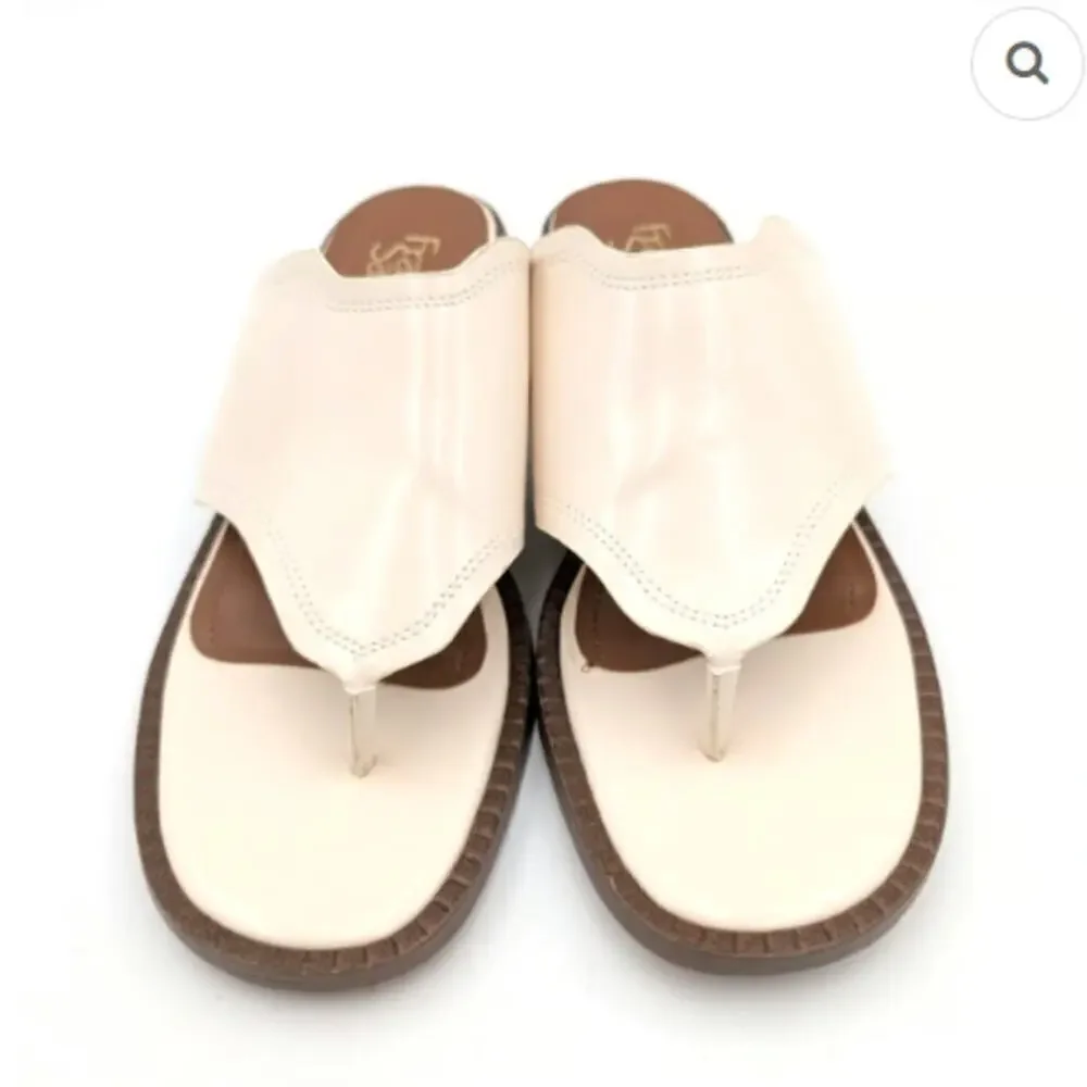 Franco Sarto Women's White SY Simona Stacked Heel Slip-On Sandals Size 8.5 M
